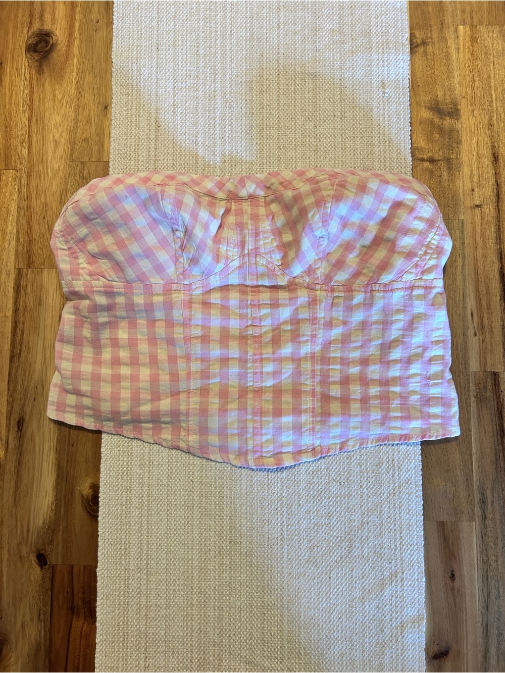 Free people Corset Pink and White Gingham Strapless Bustier Top